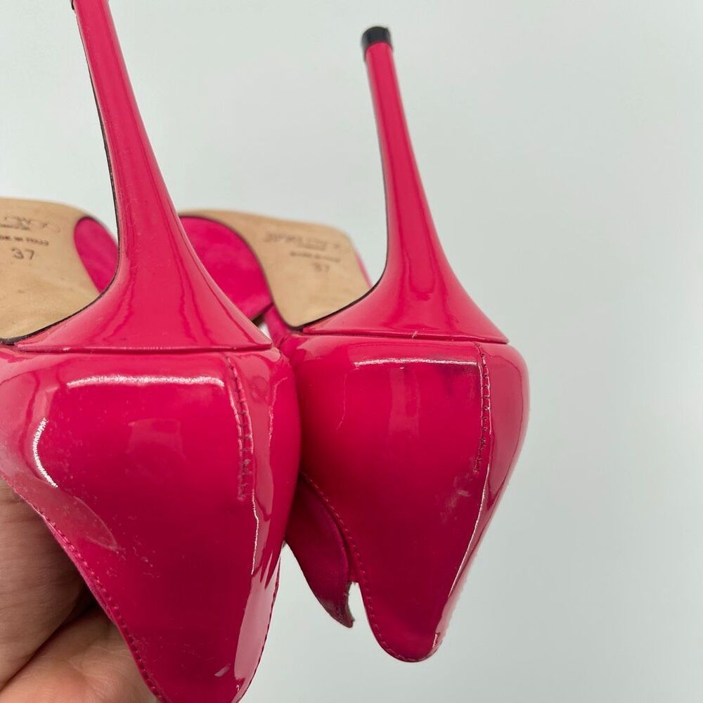 Jimmy Choo Saga 100 Pink Suede Patent Pointed Toe Pumps EU 37 US 7 - Picture 9 of 16